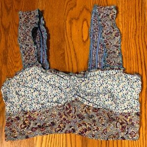 intimately free people‎ blue floral smocked crop top